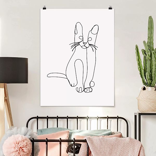 Poster - Hochformat Katze Line Art günstig online kaufen