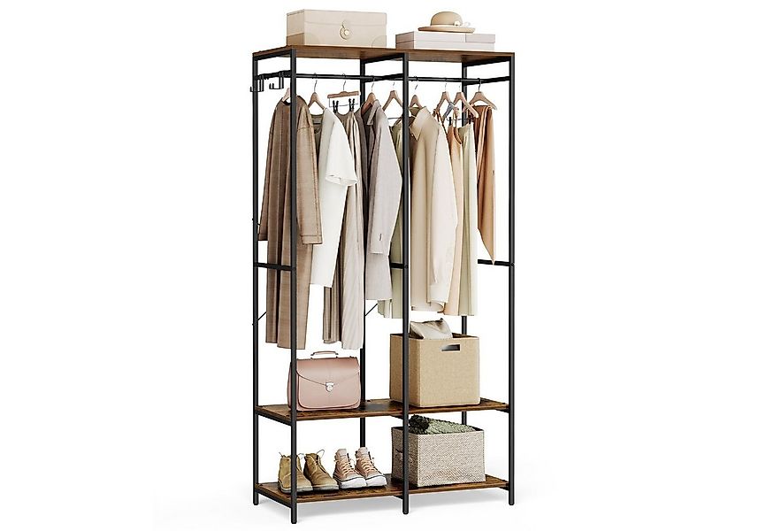 SONGMICS Kleiderschrank Kleiderständer Garderobenständer, Ablagen, abnehmba günstig online kaufen