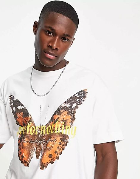 Good For Nothing – Oversize-T-Shirt in Cremeweiß mit Schmetterlingsprint günstig online kaufen