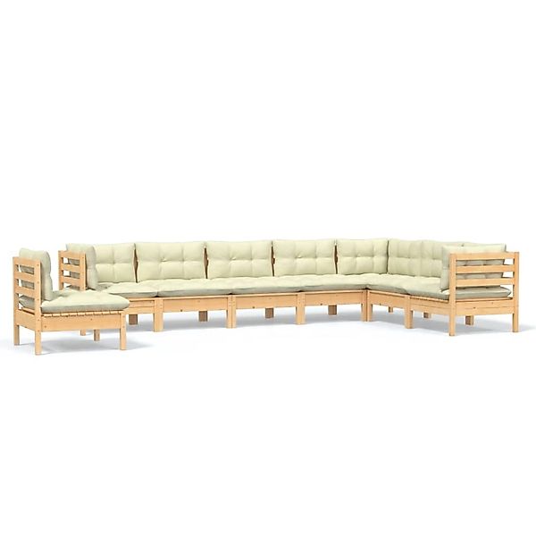 vidaXL 8-tlg Garten-Lounge-Set mit Creme Kissen Massivholz Kiefer Modell 17 günstig online kaufen