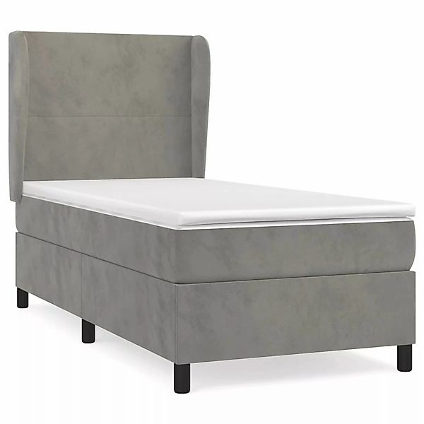 vidaXL Boxspringbett mit Matratze Hellgrau 90x200 cm Samt1388578 günstig online kaufen
