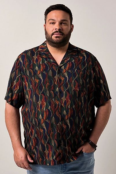 Men Plus Kurzarmhemd Men+ Viskose-Hemd Halbarm Alloverprint Cubakragen günstig online kaufen