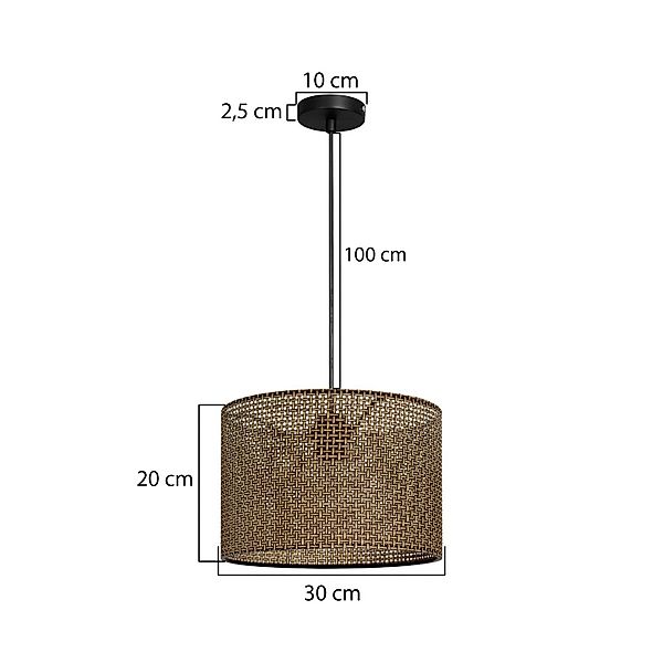 Hängeleuchte Nara, braun gemustert, Stoff, Ø 30 cm günstig online kaufen