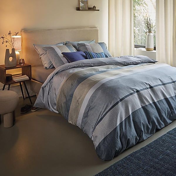 Beddinghouse Mako Satin Bettwäsche Marthe blau grün Streifen 135x200 günstig online kaufen