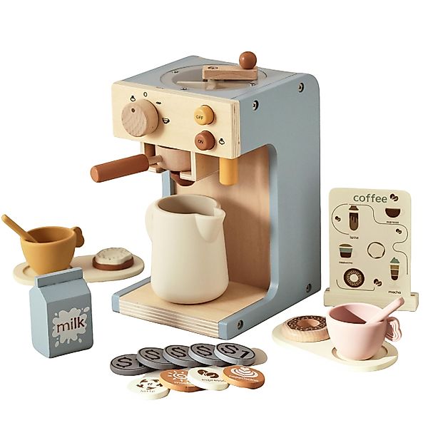 CLTYQ Kinder-Kaffeemaschine Kinderküche Kaffeemaschine Kinder Holz, günstig online kaufen