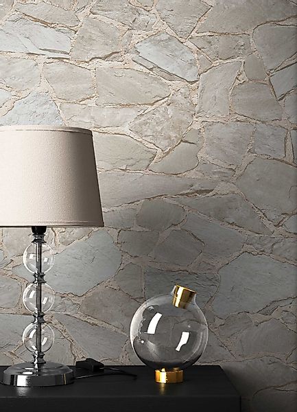 Newroom Vliestapete, Steintapete, Tapete, Grau, Steinoptik, günstig online kaufen