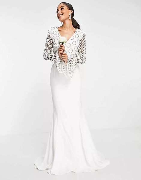 Virgos Lounge – Bridal – Langärmliges Spitzenkleid in Weiß günstig online kaufen