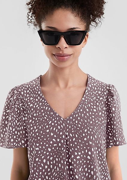 QS Kurzarmbluse Viskose Bluse mit All-over-Print günstig online kaufen