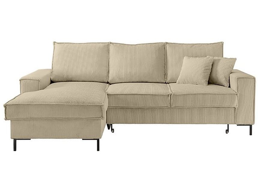luma-home Ecksofa 17223, mit Bettfunktion und Bettkasten 240x150 cm, Wellen günstig online kaufen