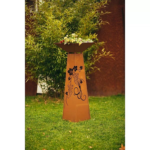 Ferrum Art Design Deko-Skulptur Säule Trapez Traubenmuster 116,5 cm Edelros günstig online kaufen