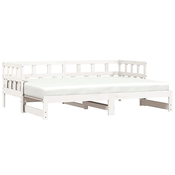 vidaXL Bett, Tagesbett Ausziehbar Weiß 80x200 cm Massivholz Kiefer günstig online kaufen
