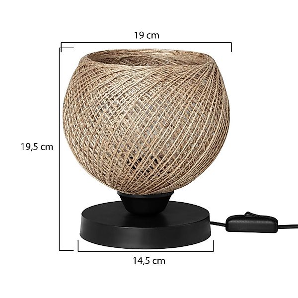 Tischleuchte Yumak, braun/schwarz, Ø 18 cm, Seil, Metall günstig online kaufen