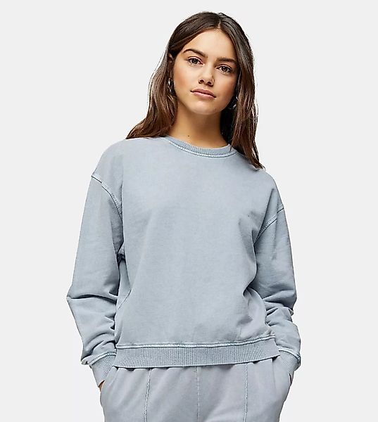 Topshop Petite – Blaues Sweatshirt in Acid-Waschung-Lila günstig online kaufen