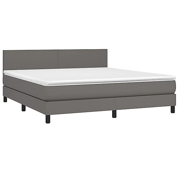 vidaXL Boxspringbett mit Matratze & LED Grau 180x200 cm Kunstleder 3134121 günstig online kaufen