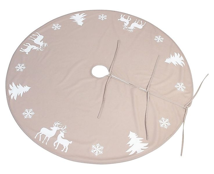 Dekoleidenschaft Weihnachtsbaumdecke "Winterwald" beige Ø 120 cm, Christbau günstig online kaufen