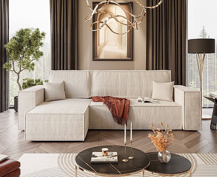 Lookway Ecksofa Gepolstertes CARLOS L-Form, Cord-Stoff, mit Schlaffunktion günstig online kaufen