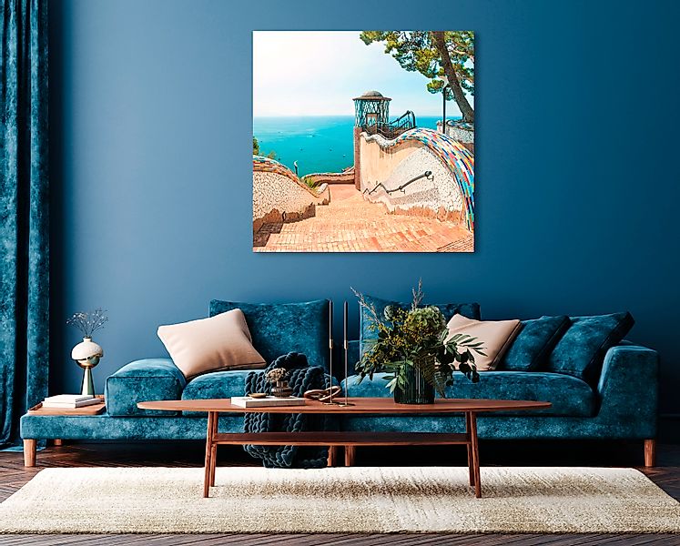 queence Acrylglasbild »Elsi«, Landschaft-Stadt-Italien-Himmel-Meer-Meer Bil günstig online kaufen