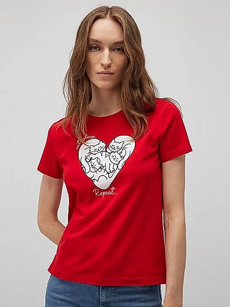 Mavi T-Shirt T-Shirt Regular Fit Katzen Print Weiche Baumwolle CAT HEART T- günstig online kaufen