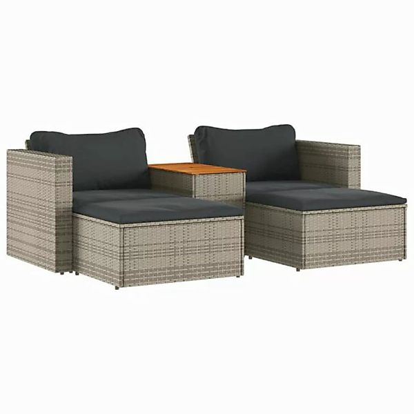 vidaXL Loungesofa 5-tlg. Garten-Sofagarnitur mit Kissen Grau Poly Rattan, 1 günstig online kaufen