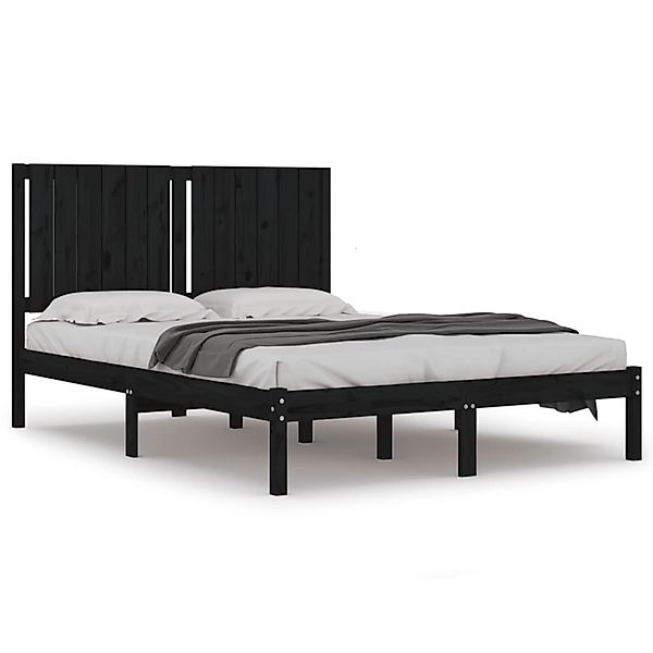 vidaXL Bett Massivholzbett Schwarz Kiefer 140x190 cm günstig online kaufen