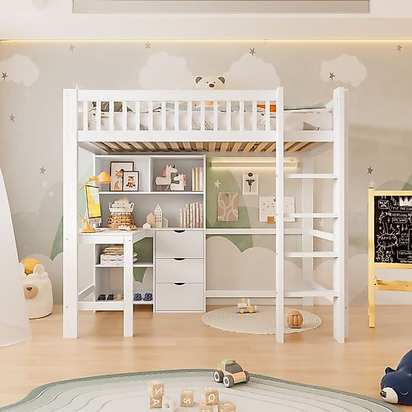 Odikalo Hochbett 90x200 140x200 Kinderbett Jugendbett günstig online kaufen