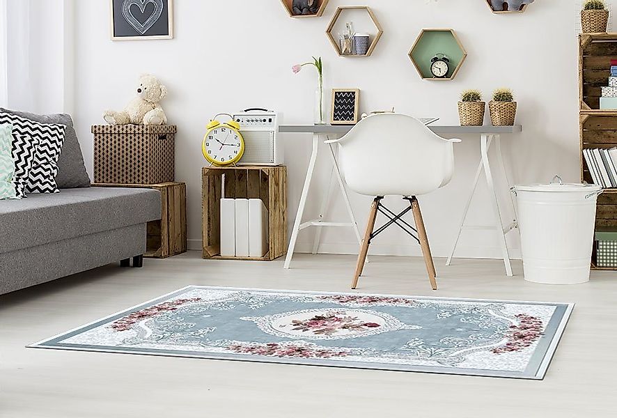 Dinarsu Teppich Teppichläufer Läufer Waschbar 30°C Türkis Blau Flache Oberf günstig online kaufen