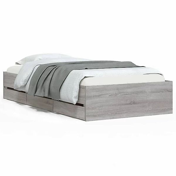 vidaXL Bettgestell mit Schubladen Grau Sonoma 90x190 cm Holzwerkstoff195301 günstig online kaufen