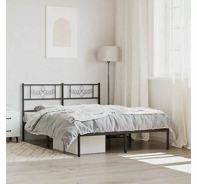 furnicato Bett Bettgestell mit Kopfteil Metall Schwarz 120x200 cm günstig online kaufen