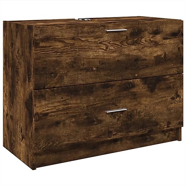 vidaXL Waschbeckenunterschrank Räuchereiche 78x37x59 cm Holzwerkstoff 84811 günstig online kaufen