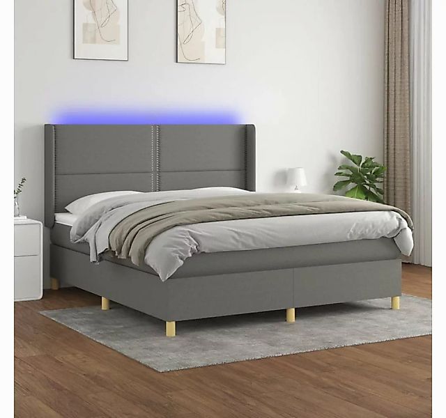 vidaXL Boxspringbett Boxspringbett mit Matratze LED Dunkelgrau 180x200 cm S günstig online kaufen