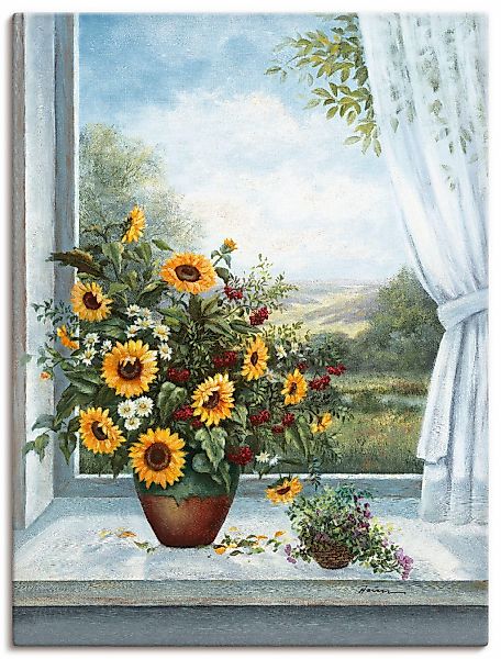 Artland Leinwandbild "Sonnenblumen am Fenster" Arrangements 1 Stk. tlg. als günstig online kaufen