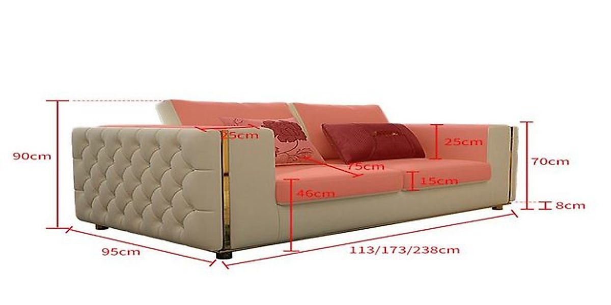 Xlmoebel Sofa Modernes Ledersofa für das Wohnzimmer mit drei Sitzplätzen un günstig online kaufen