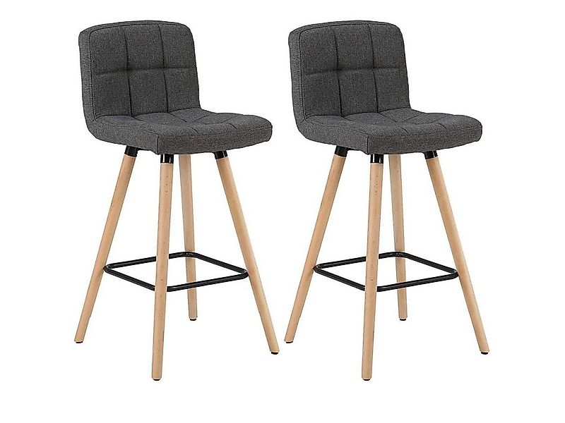 Woltu Barhocker (2 St), Barstuhl Design Stuhl Massivholz Leinen, Dunkelgrau günstig online kaufen