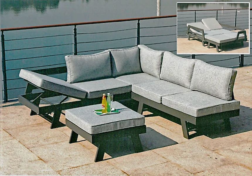 Garden Pleasure Gartenlounge-Set »DONNA« 1x Eckbank, 1 Tisch/Hocker, inkl. günstig online kaufen