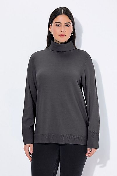 Ulla Popken Strickpullover Rollkragenpullover breite Rippbündchen Langarm günstig online kaufen