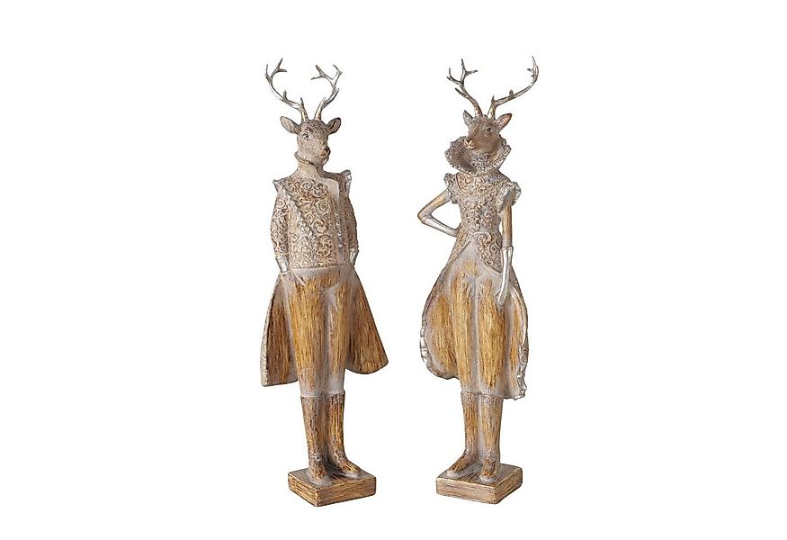 MF Weihnachtsfigur Dekofiguren Elanor Duo Hirschfigur Set Braun Kunstharz 4 günstig online kaufen