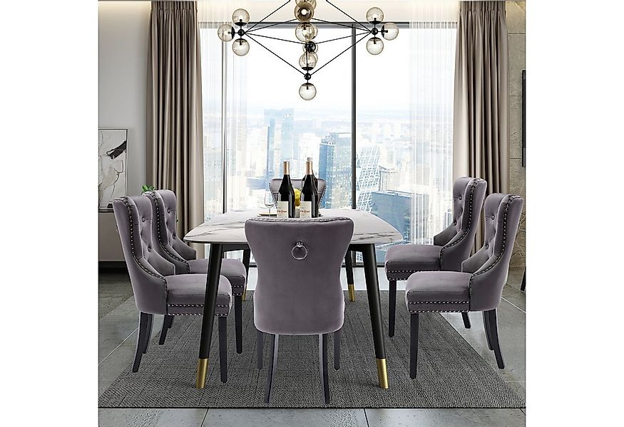 Puluomis Esszimmerstuhl (2/4/6/8 Set Grau/ Schwarz/Beige, 2 St), Samt Stuhl günstig online kaufen