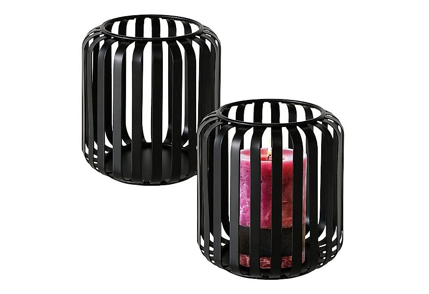 Spetebo Windlicht Kerzenhalter aus Metall in schwarz 12 x 10 cm (Anzahl, 2 günstig online kaufen