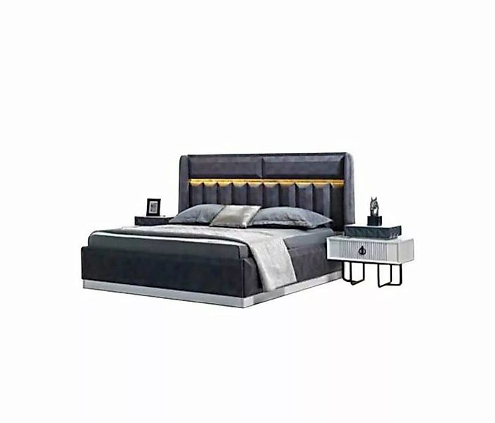 JVmoebel Bett Betten Schlafzimmer Led Licht Bettrahmen Bett Polster Design günstig online kaufen