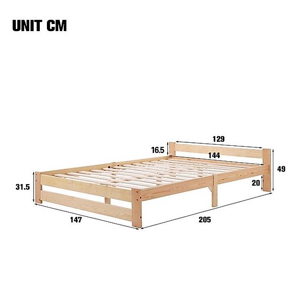 Flieks Futonbett, Doppelbett Massivholzbett mit Kopfteil und Lattenrost günstig online kaufen
