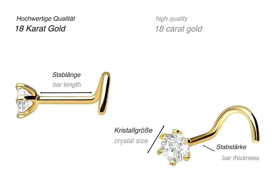 PIERCINGLINE Nasenpiercing 18 Karat Gold Nasenstecker günstig online kaufen
