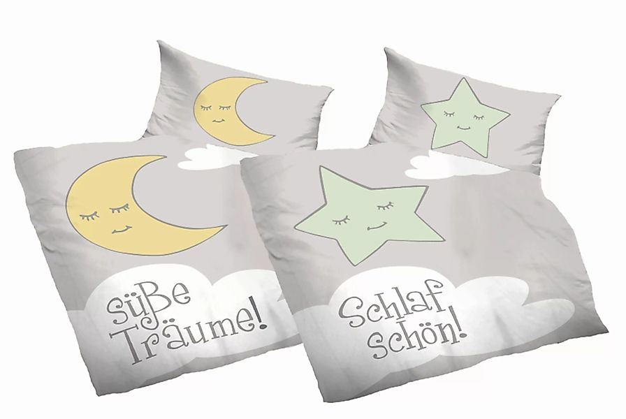 2er Pack Kinderbettwäsche Babybettwäsche Baumwolle 100x135 Mond und Sterne günstig online kaufen