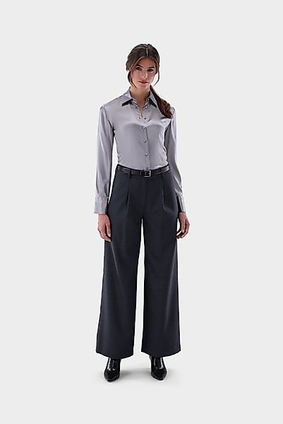 Hemdbluse tailliert aus Seidensatin-Stretch günstig online kaufen