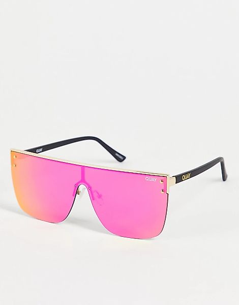 Quay – Oversize-Sonnenbrille in verblasstem Rosa-Goldfarben günstig online kaufen