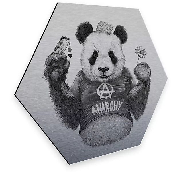 Wall-Art Metallbild "Türschild Panda Bär Silber Deko", (1 St., Dekorative W günstig online kaufen