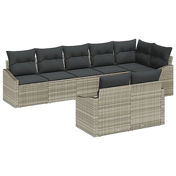 vidaXL Loungesofa 8-teiliges Garten-Essmöbel Set mit Kissen in Lichtgrau au günstig online kaufen