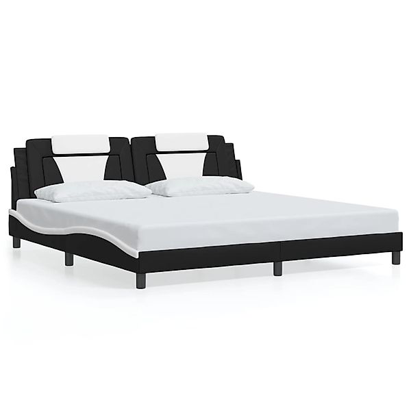 vidaXL Bettgestell Viana ohne Matratze Schwarz und Weiß 200x200 cm Kunstled günstig online kaufen