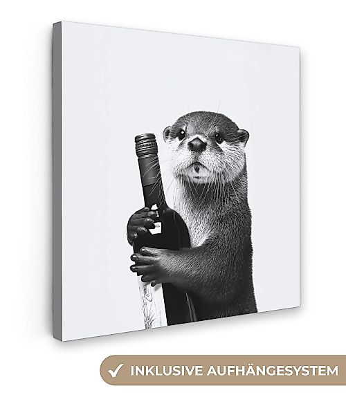 OneMillionCanvasses® Leinwandbild Weinflasche - Otter - günstig online kaufen