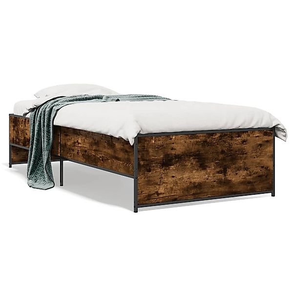 furnicato Bettgestell Räuchereiche 75x190 cm Holzwerkstoff günstig online kaufen