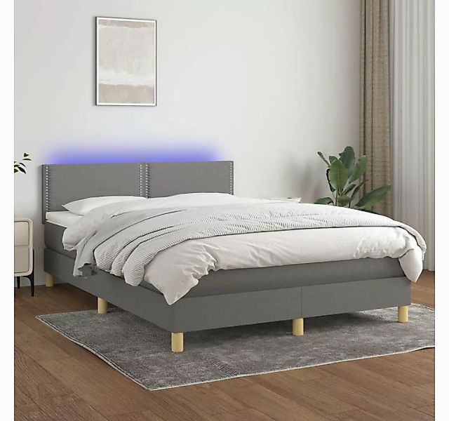 vidaXL Boxspringbett Boxspringbett mit Matratze LED Dunkelgrau 140x200 cm S günstig online kaufen